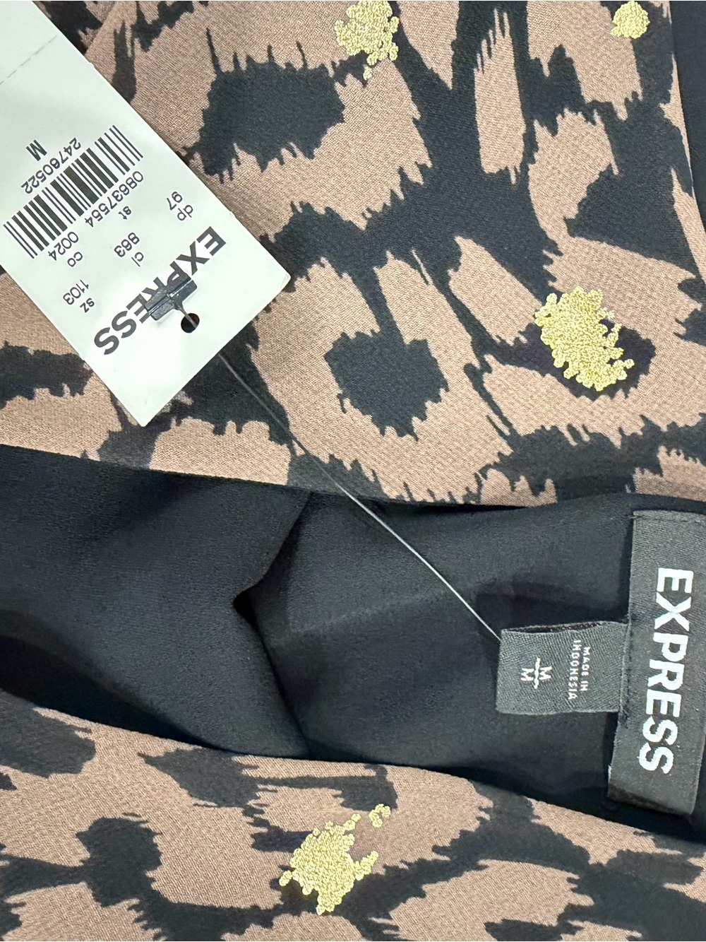 Express V-Neck Cami Tank Top - Black & Metallic Gold - Picture 2 of 9